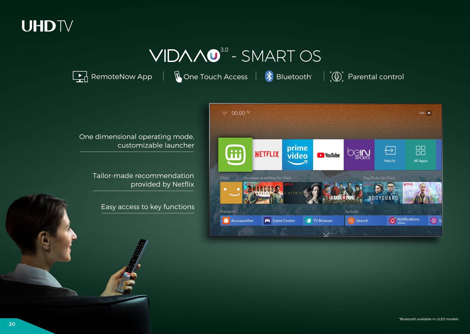 تلویزیون هوشمند هایسنس 50B7500 مجهز به سیستم عامل Vidaa 3.0 می باشد