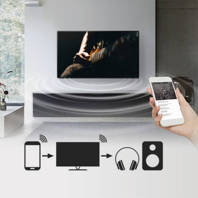 انتقال صدای تلویزیون HX750M به گوشی با Bluetooth Audio Link