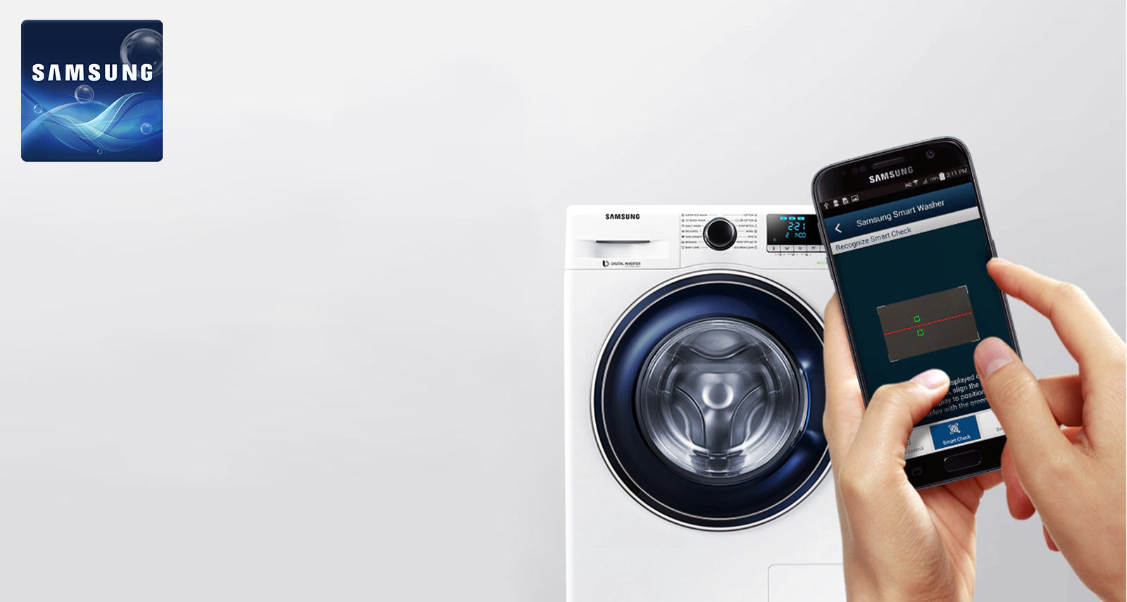 ماشین لباسشویی هوشمند سامسونگ WW70J5555FW1FH با پشتیبانی از برنامه Smart Washer