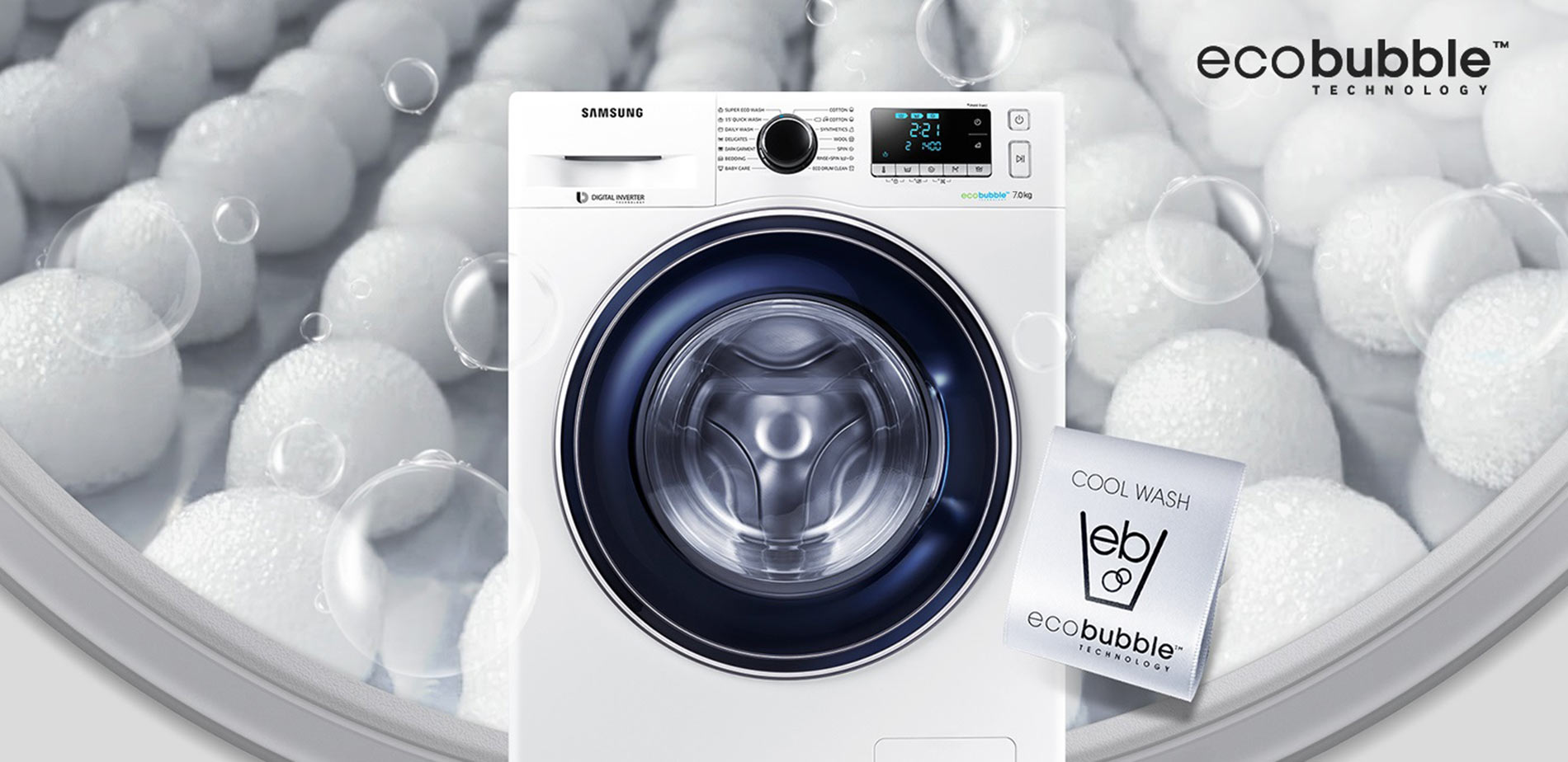 ماشین لباسشویی سامسونگ WW70J5555FW1FH با فناوری Eco Bubble
